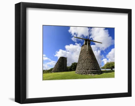 Bettys Hope, historic early sugar plantation, 1651, restored windmill towers, Antigua-Eleanor Scriven-Framed Photographic Print