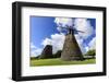 Bettys Hope, historic early sugar plantation, 1651, restored windmill towers, Antigua-Eleanor Scriven-Framed Photographic Print