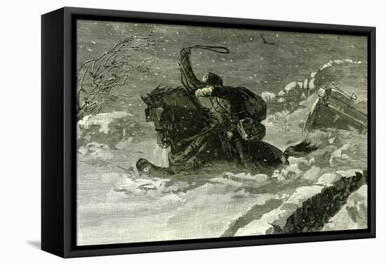 Between Staplehurst and Rochester U.K. 1887 Mail Cart in a Snow Drift-null-Framed Stretched Canvas