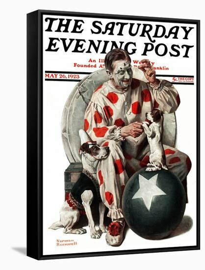"Between the Acts" Saturday Evening Post Cover, May 26,1923-Norman Rockwell-Framed Stretched Canvas