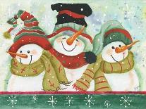 Trio of Snowmen Wearing Hats, Scarves-Beverly Johnston-Giclee Print