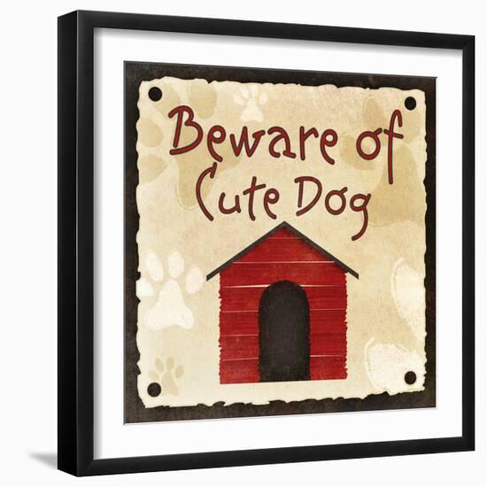 Beware of Cute Dog-null-Framed Premium Giclee Print