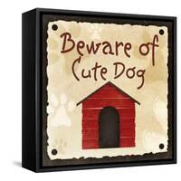 Beware of Cute Dog-null-Framed Stretched Canvas