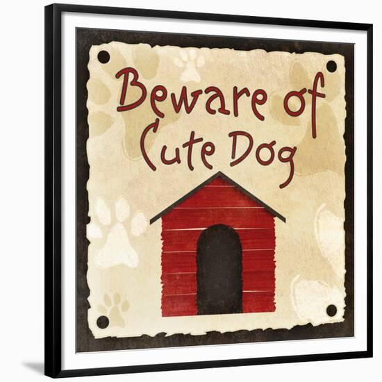 Beware of Cute Dog-null-Framed Premium Giclee Print