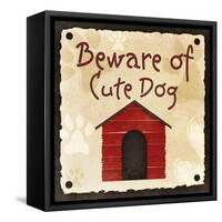 Beware of Cute Dog-null-Framed Stretched Canvas