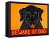 Beware Of Dog Black-Stephen Huneck-Framed Stretched Canvas