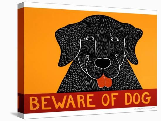 Beware Of Dog Black-Stephen Huneck-Stretched Canvas