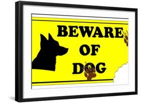 Beware of Dog Sign-ValentinT-Framed Art Print