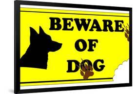 Beware of Dog Sign-ValentinT-Framed Art Print