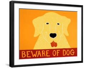 Beware Of Dog Yellow-Stephen Huneck-Framed Giclee Print