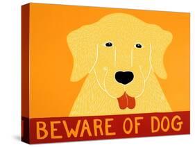 Beware Of Dog Yellow-Stephen Huneck-Stretched Canvas