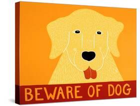 Beware Of Dog Yellow-Stephen Huneck-Stretched Canvas