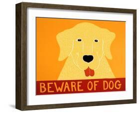 Beware Of Dog Yellow-Stephen Huneck-Framed Giclee Print