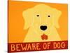 Beware Of Dog Yellow-Stephen Huneck-Stretched Canvas