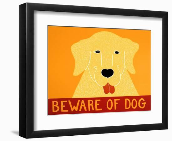 Beware Of Dog Yellow-Stephen Huneck-Framed Premium Giclee Print