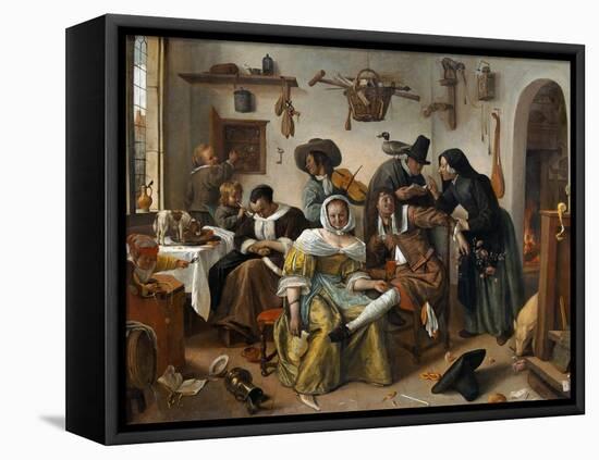 Beware of Luxury ("In Weelde Siet Toe")-Jan Havicksz. Steen-Framed Stretched Canvas