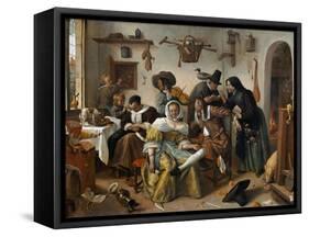 Beware of Luxury ("In Weelde Siet Toe")-Jan Havicksz. Steen-Framed Stretched Canvas