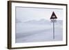 Beware of Polar Bear Traffic Sign on Ice Road-Stephen Studd-Framed Photographic Print