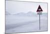 Beware of Polar Bear Traffic Sign on Ice Road-Stephen Studd-Mounted Photographic Print