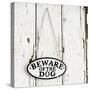 Beware of the Dog Sign on Antique Door-Tom Quartermaine-Stretched Canvas