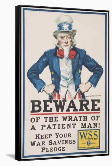 Beware of the Wrath of a Patient Man! Poster-James Montgomery Flagg-Framed Stretched Canvas