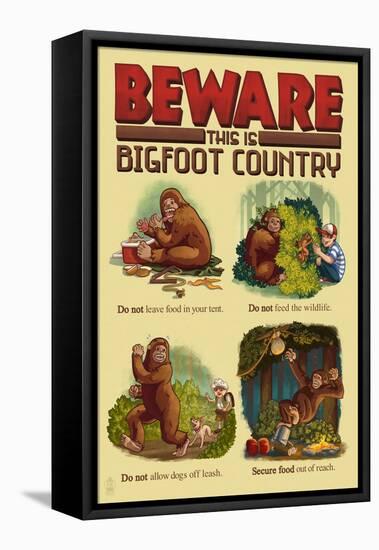 Beware this is Bigfoot Country Lessons-Lantern Press-Framed Stretched Canvas