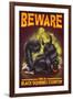 Beware this is Black Squirrel Country-Lantern Press-Framed Art Print