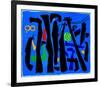 Bewegte Vertikalen Auf Blau, c.1953-Willi Baumeister-Framed Serigraph