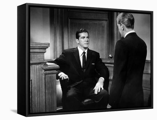 BEYOND A REASONABLE DOUBT, 1956 directed by FRITZ LANG Dana Andrews (b/w photo)-null-Framed Stretched Canvas