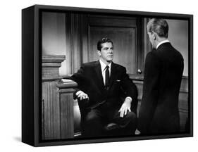 BEYOND A REASONABLE DOUBT, 1956 directed by FRITZ LANG Dana Andrews (b/w photo)-null-Framed Stretched Canvas