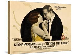 BEYOND THE ROCKS, l-r: Gloria Swanson, Rudolph Valentino on lobbycard, 1922.-null-Stretched Canvas