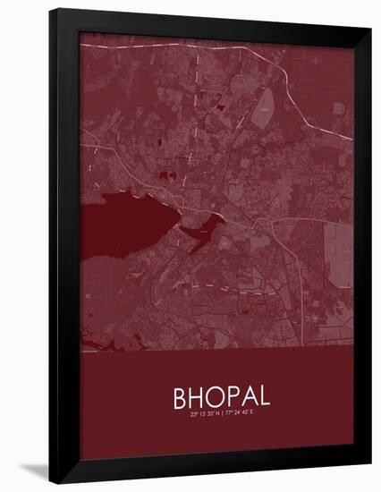 Bhopal, India Red Map-null-Framed Poster