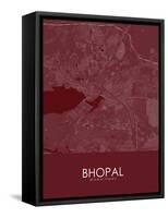 Bhopal, India Red Map-null-Framed Stretched Canvas