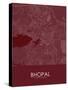Bhopal, India Red Map-null-Stretched Canvas