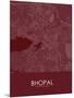 Bhopal, India Red Map-null-Mounted Poster
