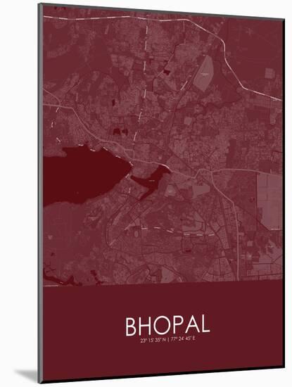 Bhopal, India Red Map-null-Mounted Poster