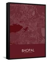 Bhopal, India Red Map-null-Framed Stretched Canvas