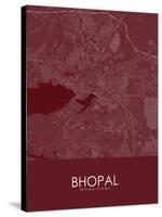 Bhopal, India Red Map-null-Stretched Canvas