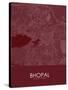 Bhopal, India Red Map-null-Stretched Canvas