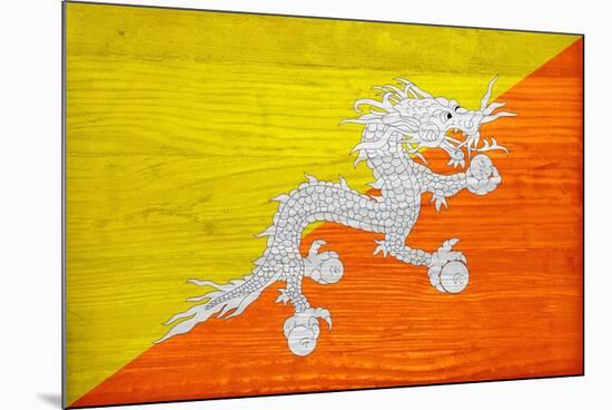Bhutan Flag Design with Wood Patterning - Flags of the World Series-Philippe Hugonnard-Mounted Art Print