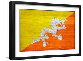 Bhutan Flag Design with Wood Patterning - Flags of the World Series-Philippe Hugonnard-Framed Art Print