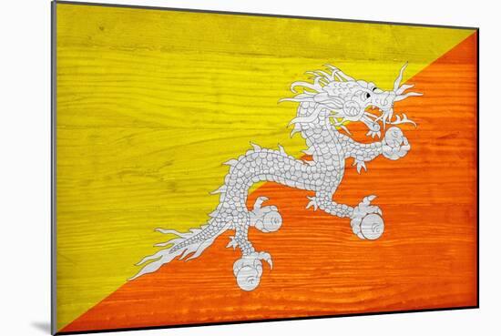 Bhutan Flag Design with Wood Patterning - Flags of the World Series-Philippe Hugonnard-Mounted Art Print