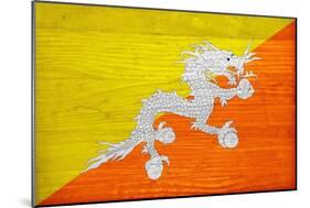 Bhutan Flag Design with Wood Patterning - Flags of the World Series-Philippe Hugonnard-Mounted Art Print