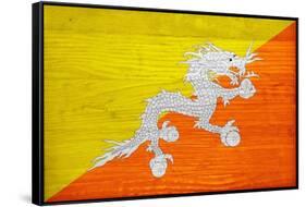 Bhutan Flag Design with Wood Patterning - Flags of the World Series-Philippe Hugonnard-Framed Stretched Canvas