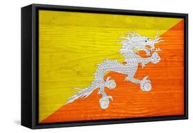 Bhutan Flag Design with Wood Patterning - Flags of the World Series-Philippe Hugonnard-Framed Stretched Canvas