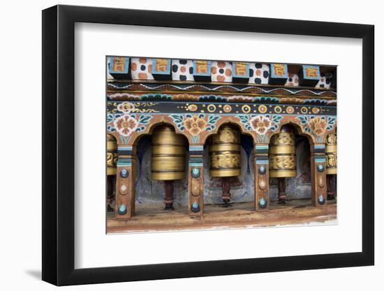 Bhutan, Paro, capital of Paro District, Dzongkhag. Traditional prayer wheels.-Cindy Miller Hopkins-Framed Photographic Print