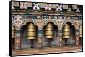 Bhutan, Paro, capital of Paro District, Dzongkhag. Traditional prayer wheels.-Cindy Miller Hopkins-Framed Stretched Canvas