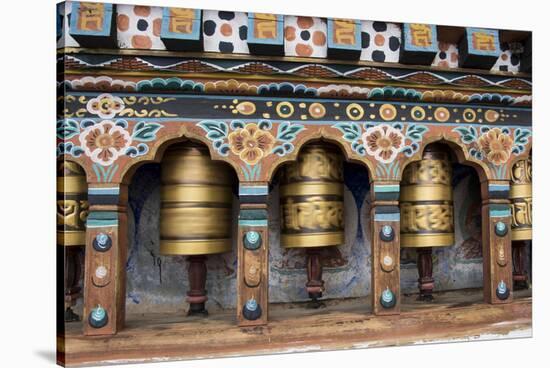 Bhutan, Paro, capital of Paro District, Dzongkhag. Traditional prayer wheels.-Cindy Miller Hopkins-Stretched Canvas