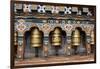 Bhutan, Paro, capital of Paro District, Dzongkhag. Traditional prayer wheels.-Cindy Miller Hopkins-Framed Photographic Print