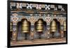 Bhutan, Paro, capital of Paro District, Dzongkhag. Traditional prayer wheels.-Cindy Miller Hopkins-Framed Photographic Print